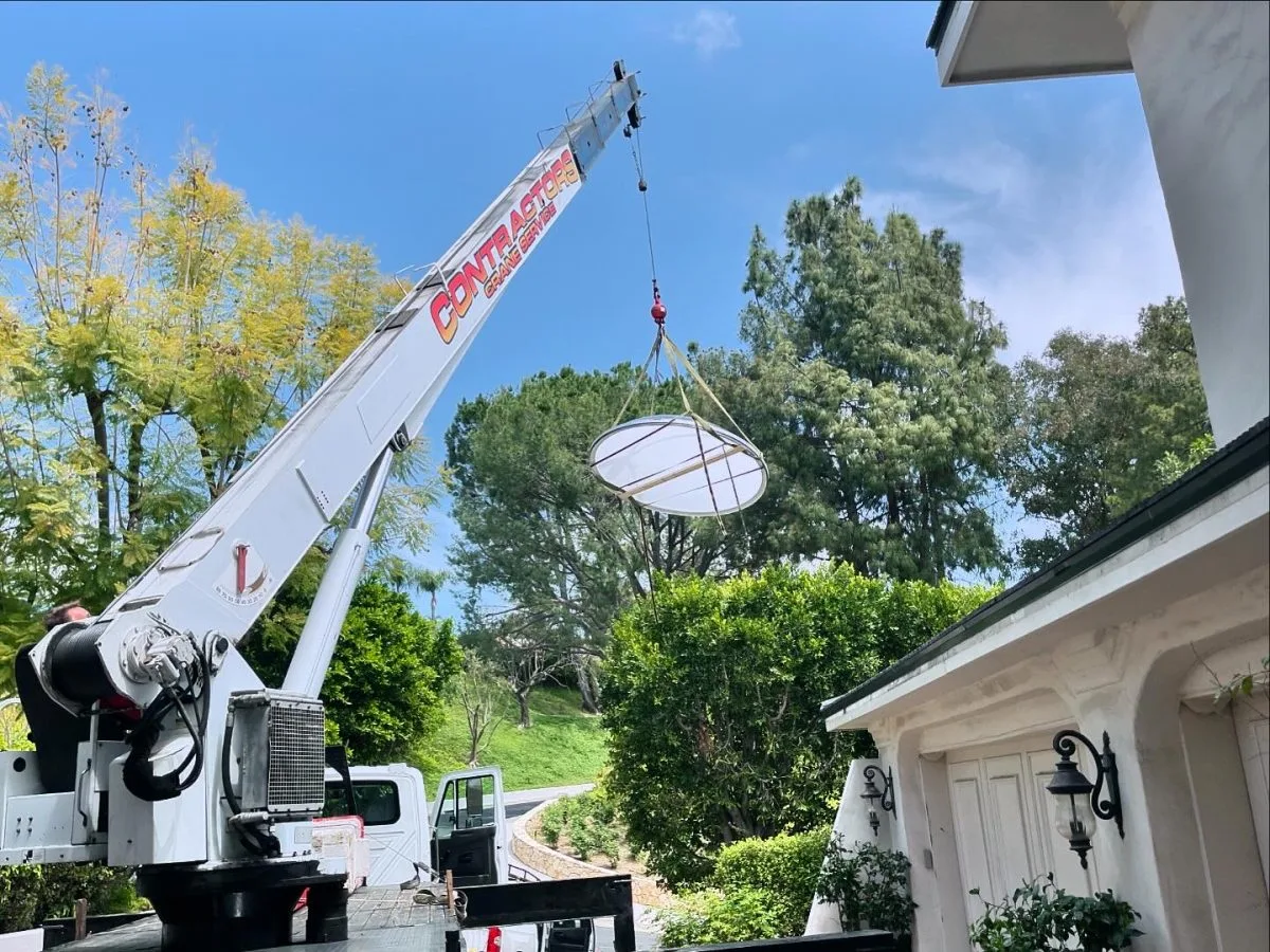 Crane Skylight Installation Hillside Residential Los Angeles