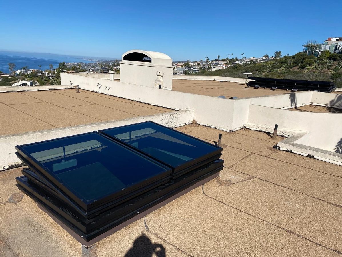 Flat Glass Skylight Coastal Flat Roof Ocean View Malibu