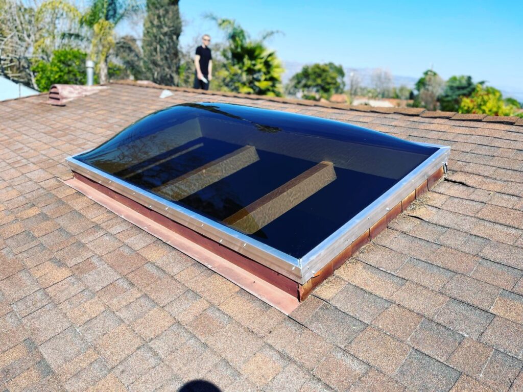 Flat Glass Skylight Composition Shingle Hillside View Los Feliz