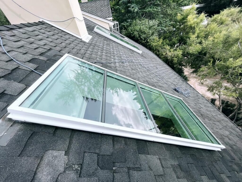 Flat Glass Skylight Composition Shingle Wooded Lot Silver Lake