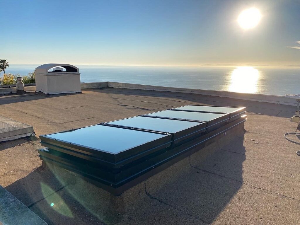 Flat Glass Skylight Malibu Coastal Ocean View Sunset