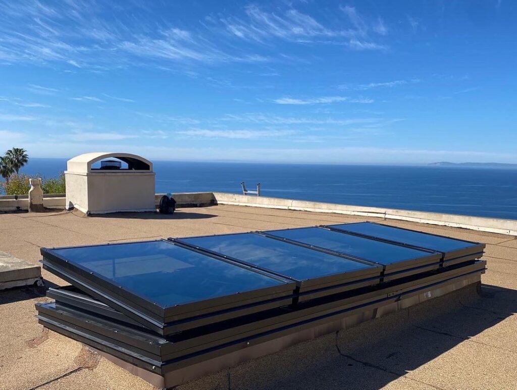 Flat Glass Skylight Malibu Ocean View Sunset