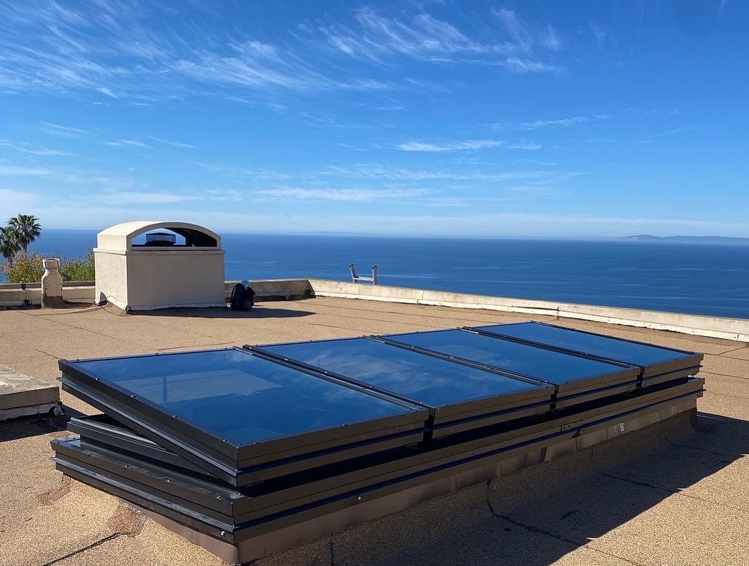 Flat Glass Skylight Malibu Ocean View Sunset