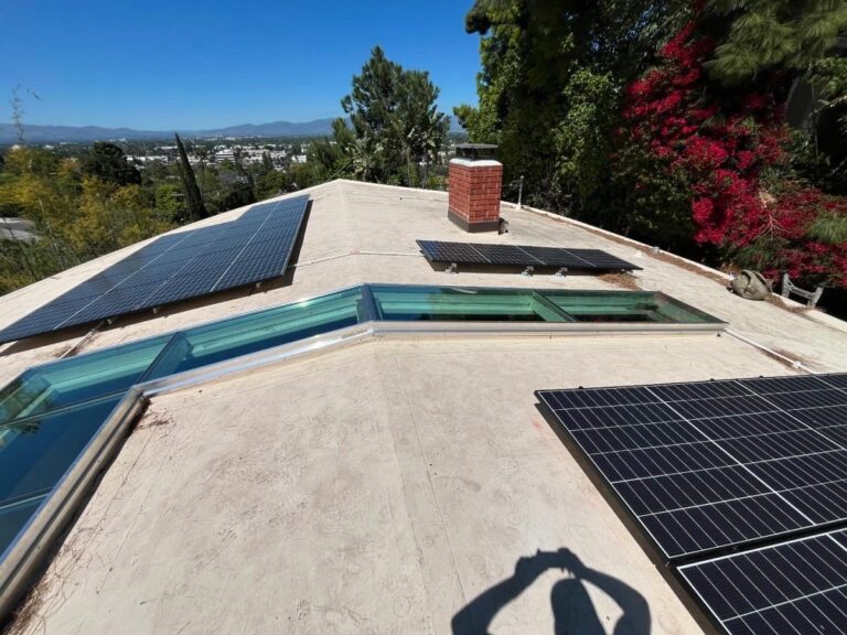 Flat Glass Skylights Hillside Property Solar Panels Los Feliz