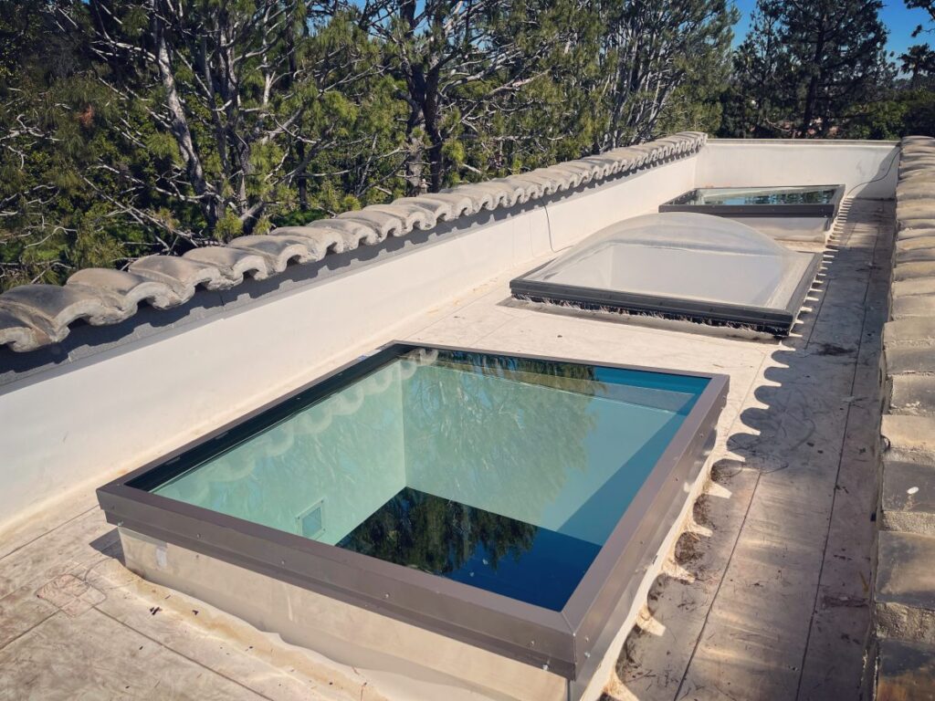 Flat Glass Skylights Two Units Spanish Tile Roof Pasadena