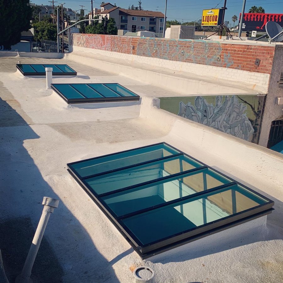 Flat Glass Skylights Urban Commercial Flat Roof Los Angeles