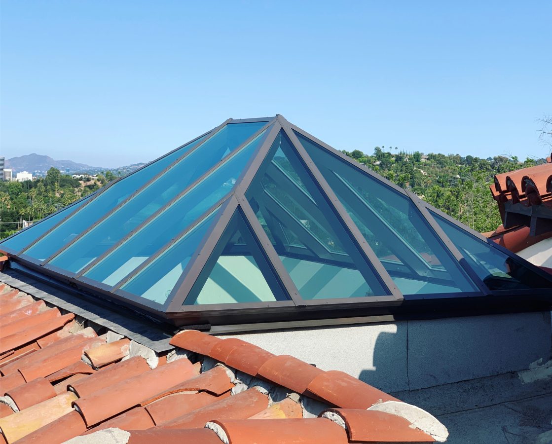Pyramid Skylight Clay Tile Roof Hillside Glendale