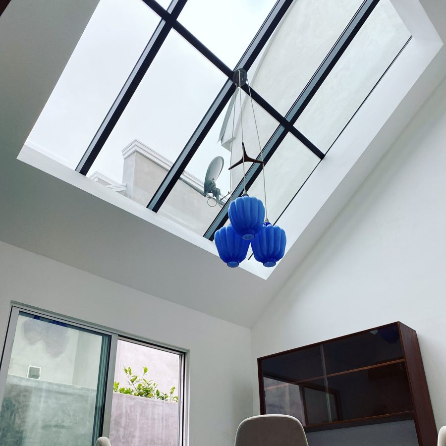 Pyramid Skylight Interior Dining Room Modern West Hollywood