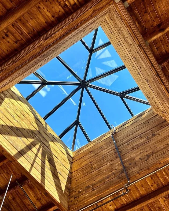 Pyramid Skylight Interior Wood Ceiling Natural Light — Los Angeles
