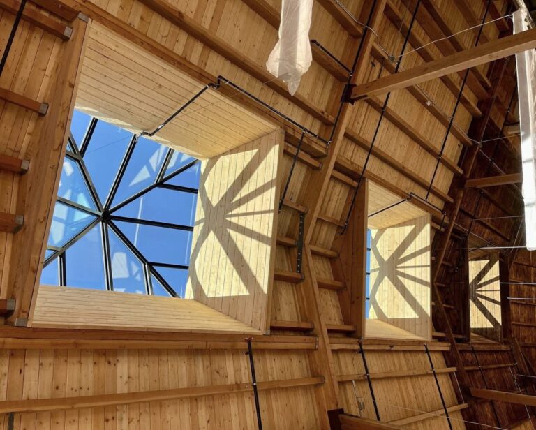 Pyramid Skylight Interior Wood Shadow Los Angeles