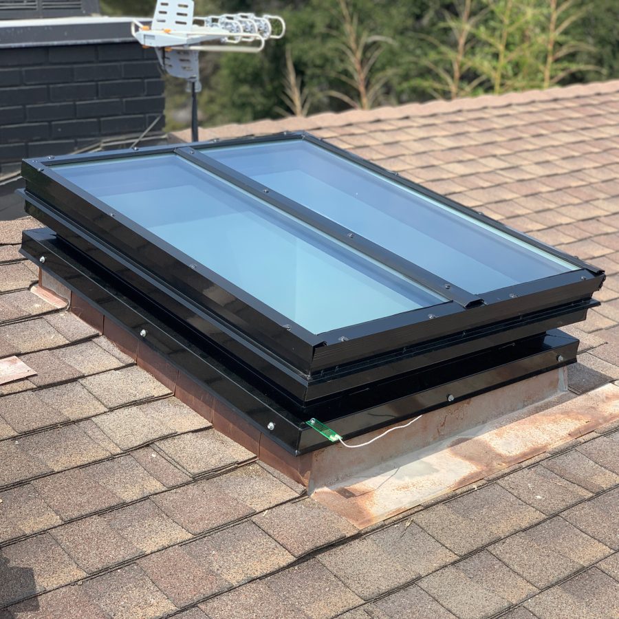 Lane-Aire custom dual-panel solar operable skylight — Los Angeles
