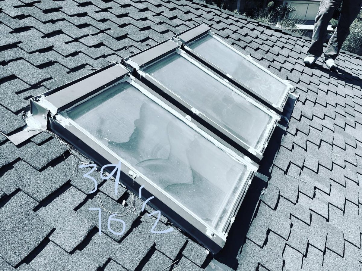Existing Velux skylights measured before replacement — shingle roof, Los Angeles